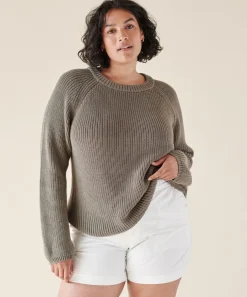 Jenni Kayne Cotton Fisherman Sweater Eucalyptus Hot