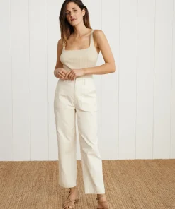 Jenni Kayne Cotton Linen Ranger Trouser Cream Outlet