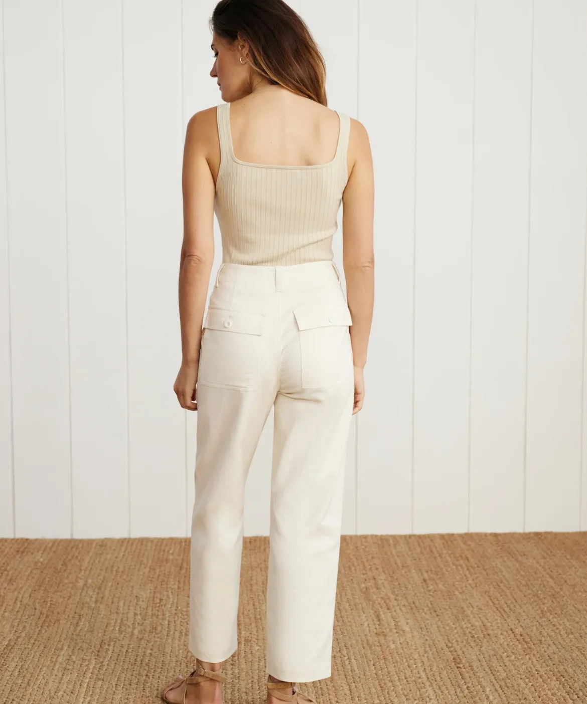 Jenni Kayne Cotton Linen Ranger Trouser Cream Outlet
