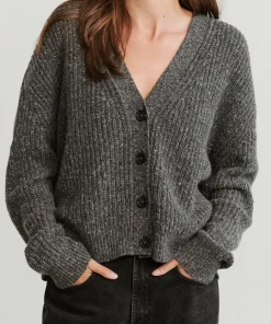 Jenni Kayne Cropped Cashmere Cocoon Cardigan Charcoal Sale