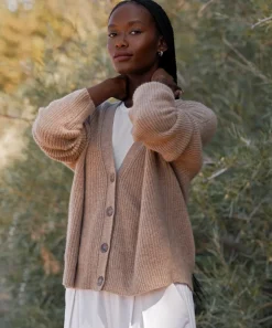 Jenni Kayne Cropped Cashmere Cocoon Cardigan Undyed Stone Best