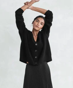 Jenni Kayne Cropped Cashmere Cocoon Cardigan Black Best