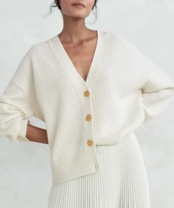 Jenni Kayne Cropped Cashmere Cocoon Cardigan Ivory New