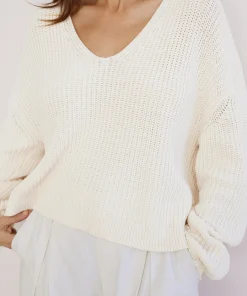 Jenni Kayne Cropped Cotton Cabin Sweater Ivory Best