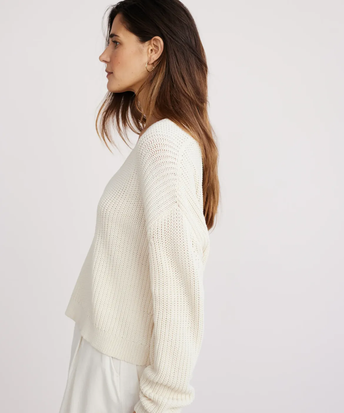 Jenni Kayne Cropped Cotton Cabin Sweater Ivory Best