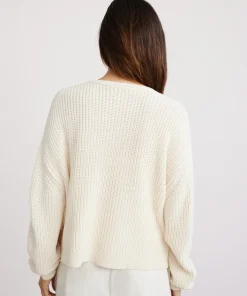 Jenni Kayne Cropped Cotton Cabin Sweater Ivory Best