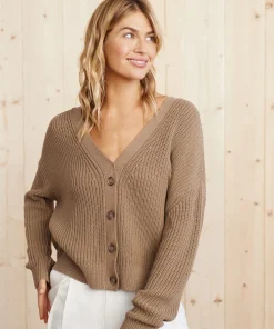 Jenni Kayne Cropped Cotton Cocoon Cardigan Mocha Hot