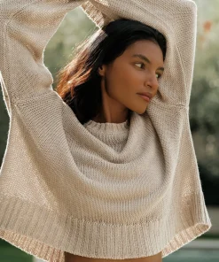 Jenni Kayne Cropped Linen Crewneck Natural Outlet
