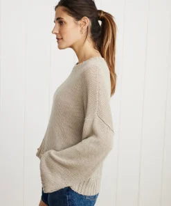 Jenni Kayne Cropped Linen Crewneck Natural Outlet