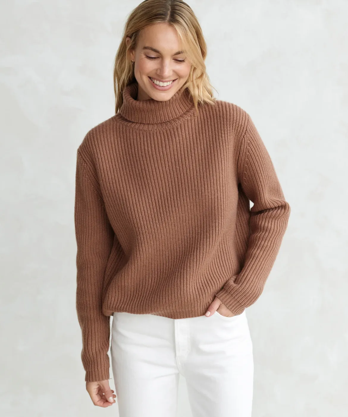 Jenni Kayne Cropped Turtleneck Clay Discount