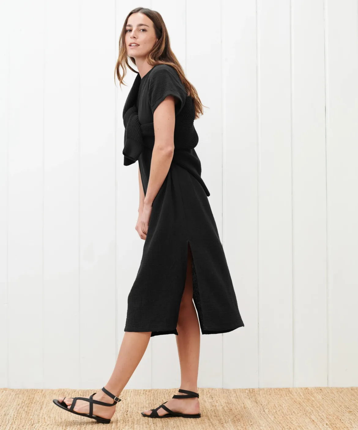 Jenni Kayne Cypress Caftan Dress Black New