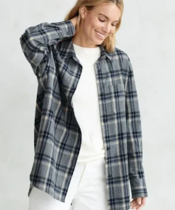 Jenni Kayne Flannel Boyfriend Shirt Grey Plaid Online