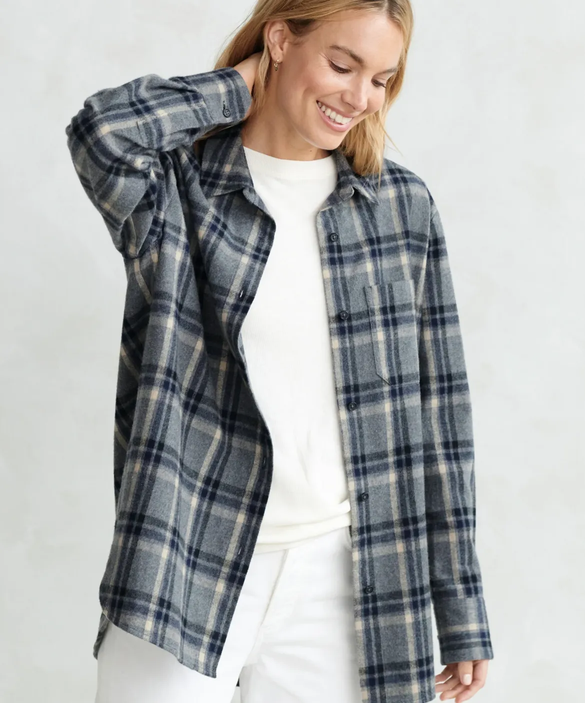 Jenni Kayne Flannel Boyfriend Shirt Grey Plaid Online