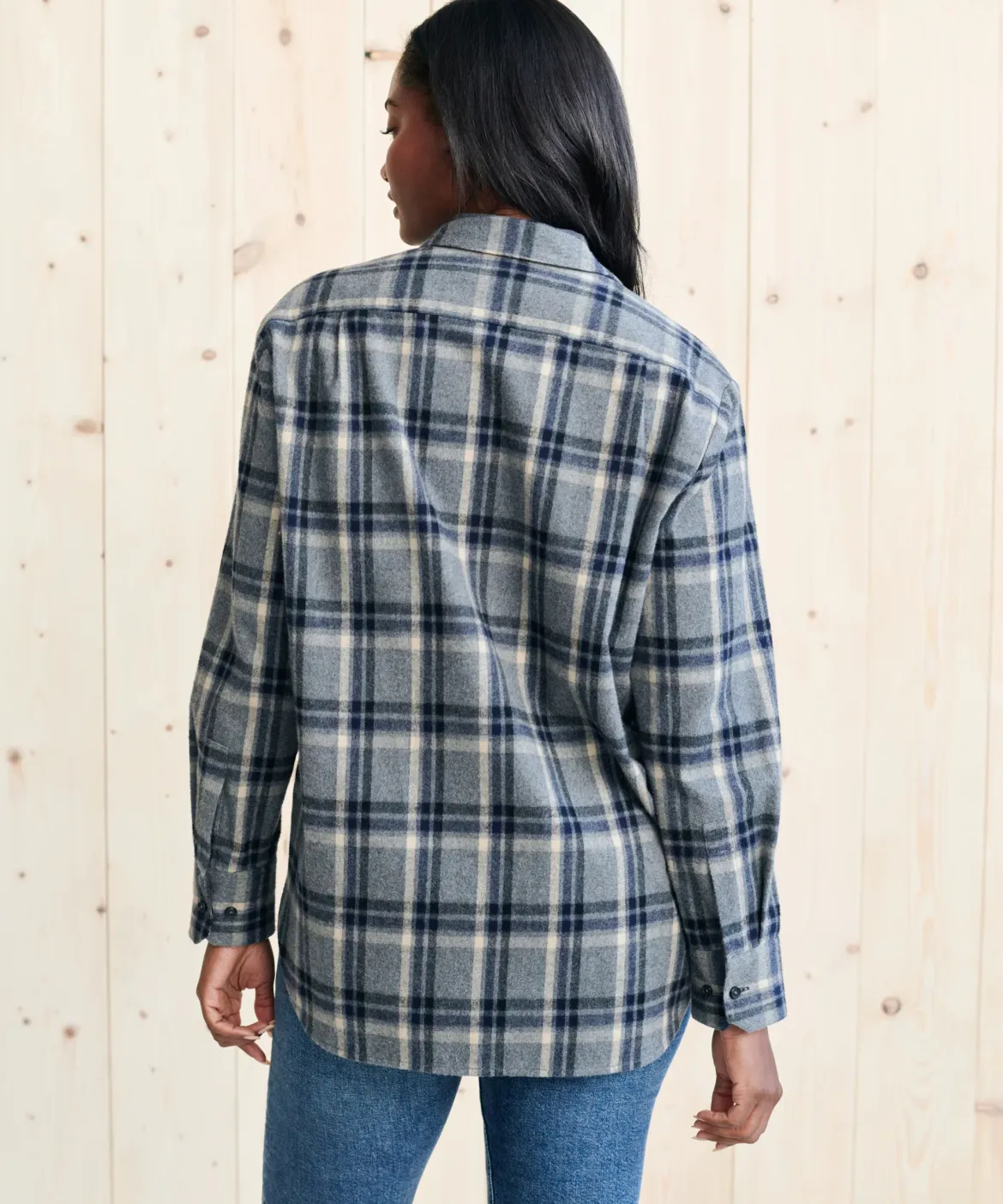 Jenni Kayne Flannel Boyfriend Shirt Grey Plaid Online