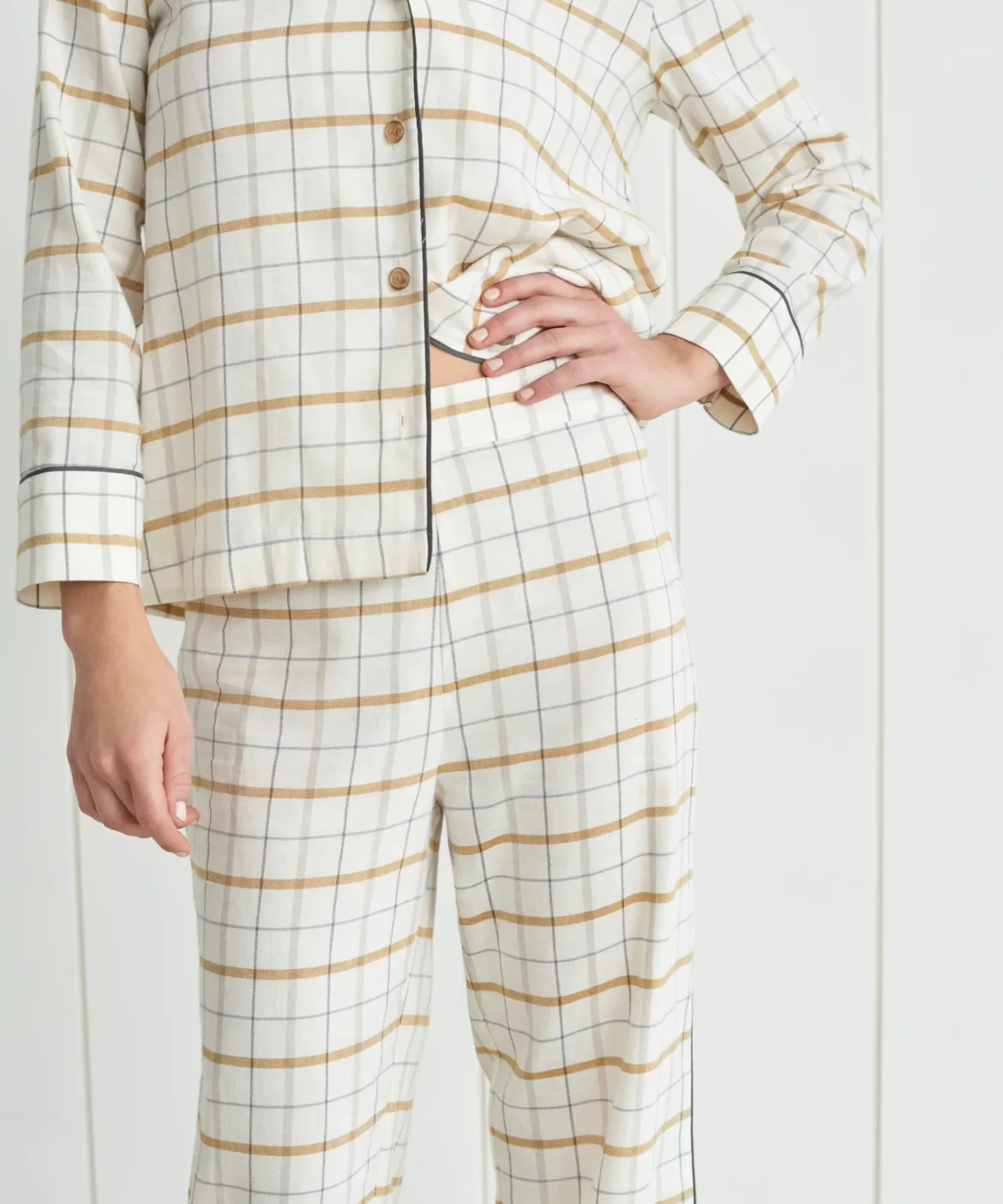 Jenni Kayne Flannel Pajama Pant Ivory Plaid Hot