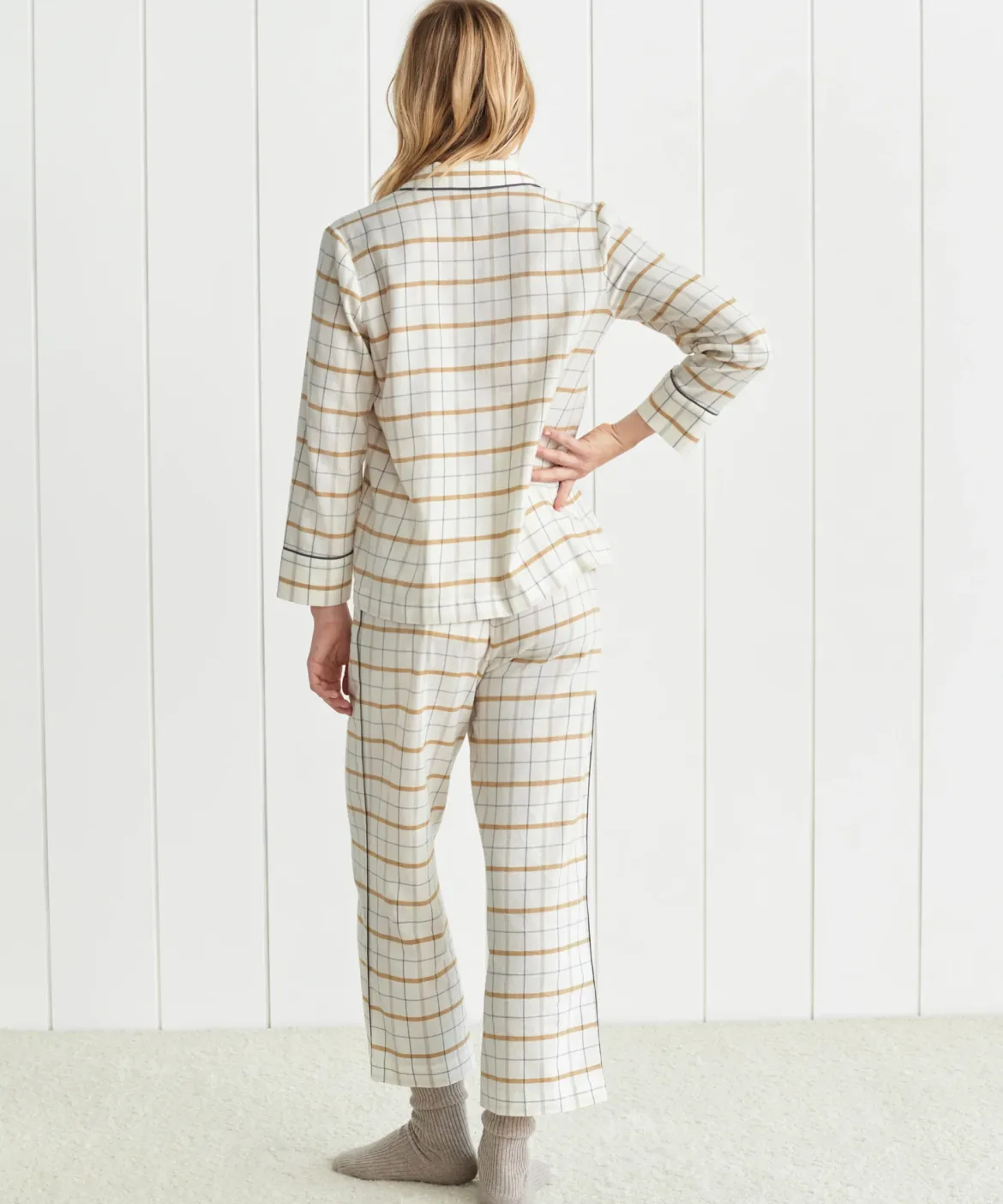 Jenni Kayne Flannel Pajama Pant Ivory Plaid Hot