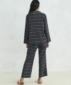 Jenni Kayne Flannel Pajama Top Navy Plaid Best