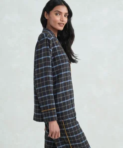 Jenni Kayne Flannel Pajama Top Navy Plaid Best