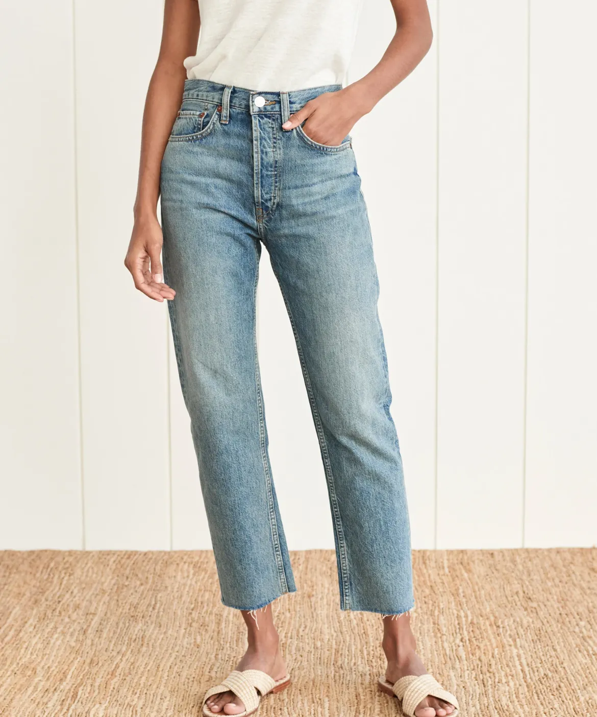 Jenni Kayne High Rise Stove Pipe Jean Medium Vain New