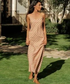 Jenni Kayne Kendall Slip Dress Terracotta Stripe Clearance