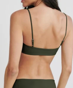 Jenni Kayne Kumu Bikini Top Dark Olive New