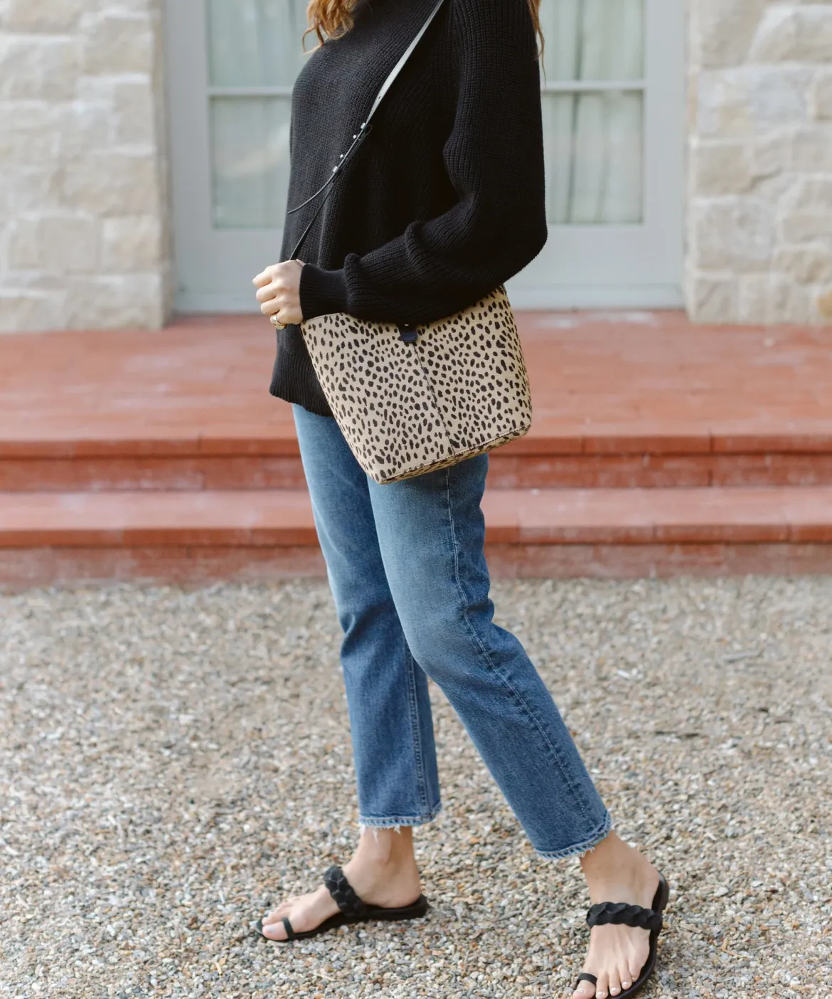 Jenni Kayne Leather Braided Strap Sandal Black Online