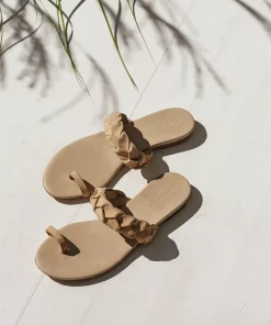 Jenni Kayne Leather Braided Strap Sandal Natural New