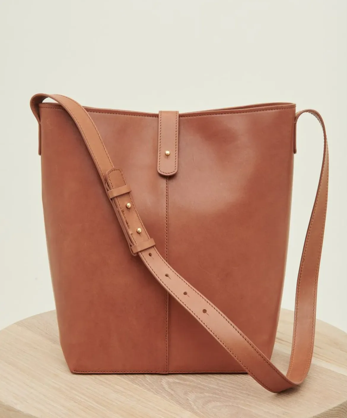 Jenni Kayne Leather Bucket Bag Cognac Clearance