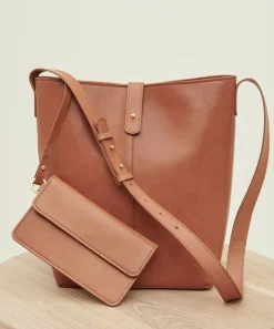 Jenni Kayne Leather Bucket Bag Cognac Clearance