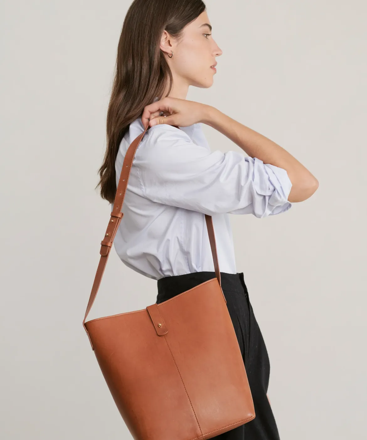 Jenni Kayne Leather Bucket Bag Cognac Clearance