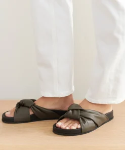 Jenni Kayne Leather Knot Sandal Olive Best