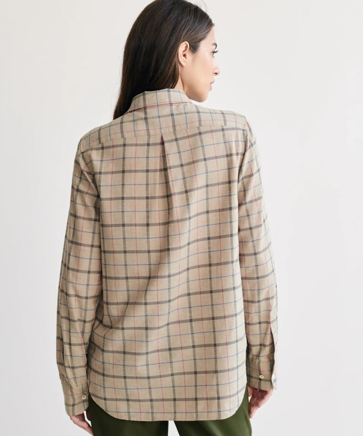 Jenni Kayne Lightweight Flannel Taupe Plaid Clearance