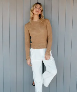 Jenni Kayne Linen Crewneck Toast Clearance