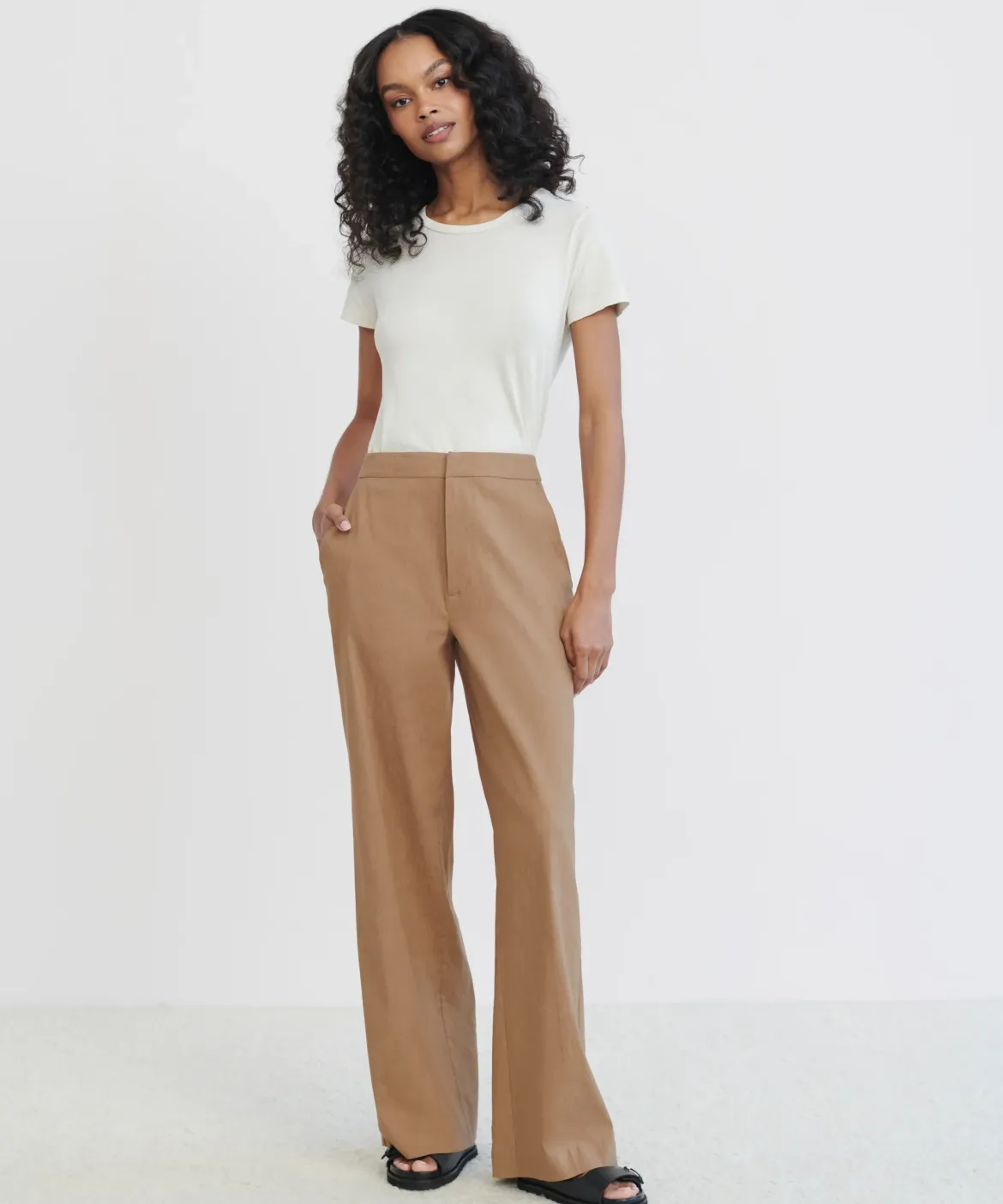 Jenni Kayne Linen Keaton Pant Khaki Outlet