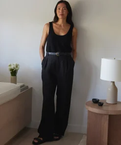 Jenni Kayne Linen Kyle Trouser Black New