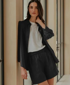 Jenni Kayne Linen Logan Shirt Black Clearance
