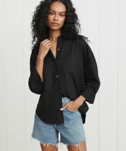 Jenni Kayne Linen Logan Shirt Black Clearance