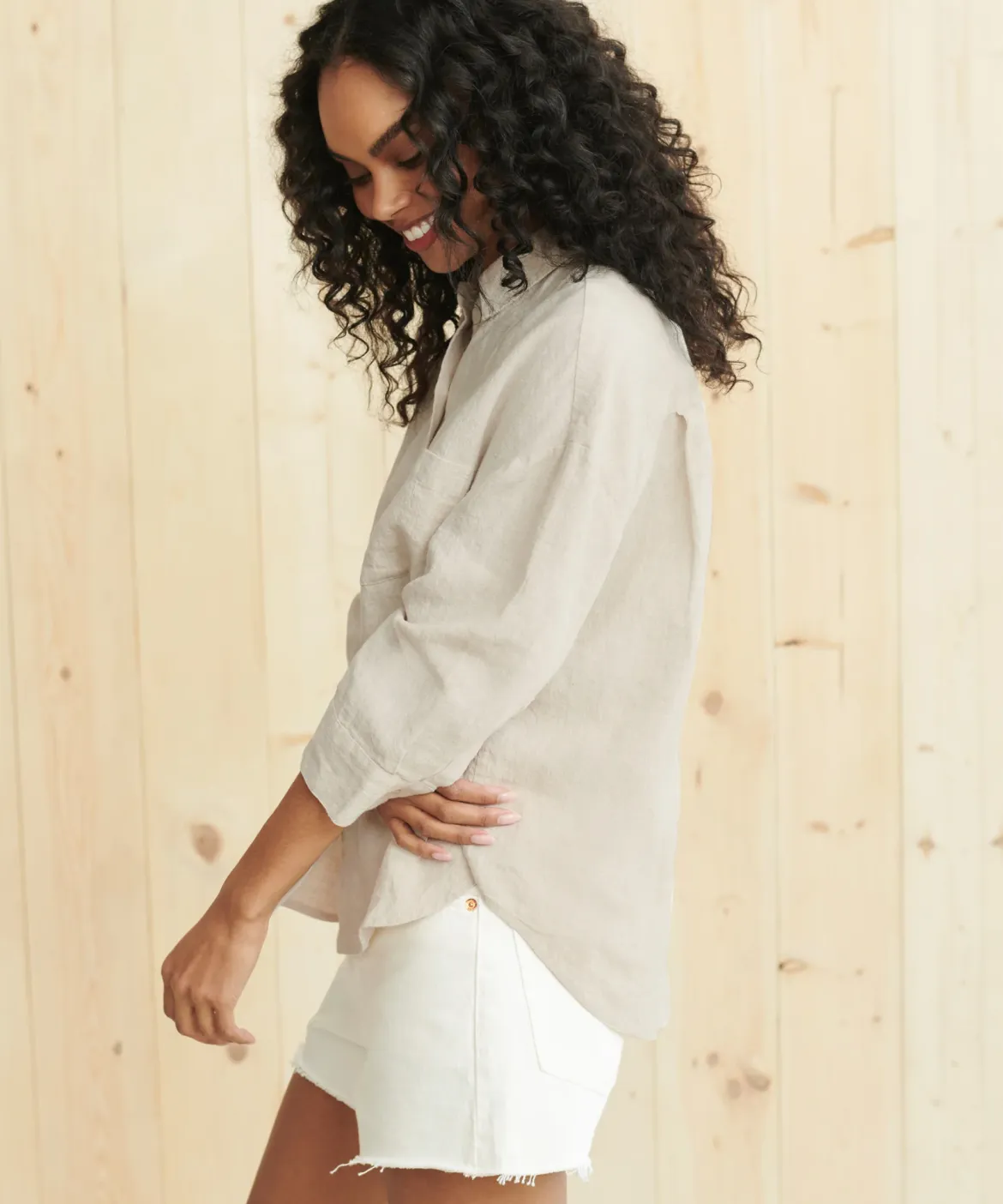Jenni Kayne Linen Logan Shirt Natural New