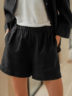 Jenni Kayne Linen Logan Short Black Clearance