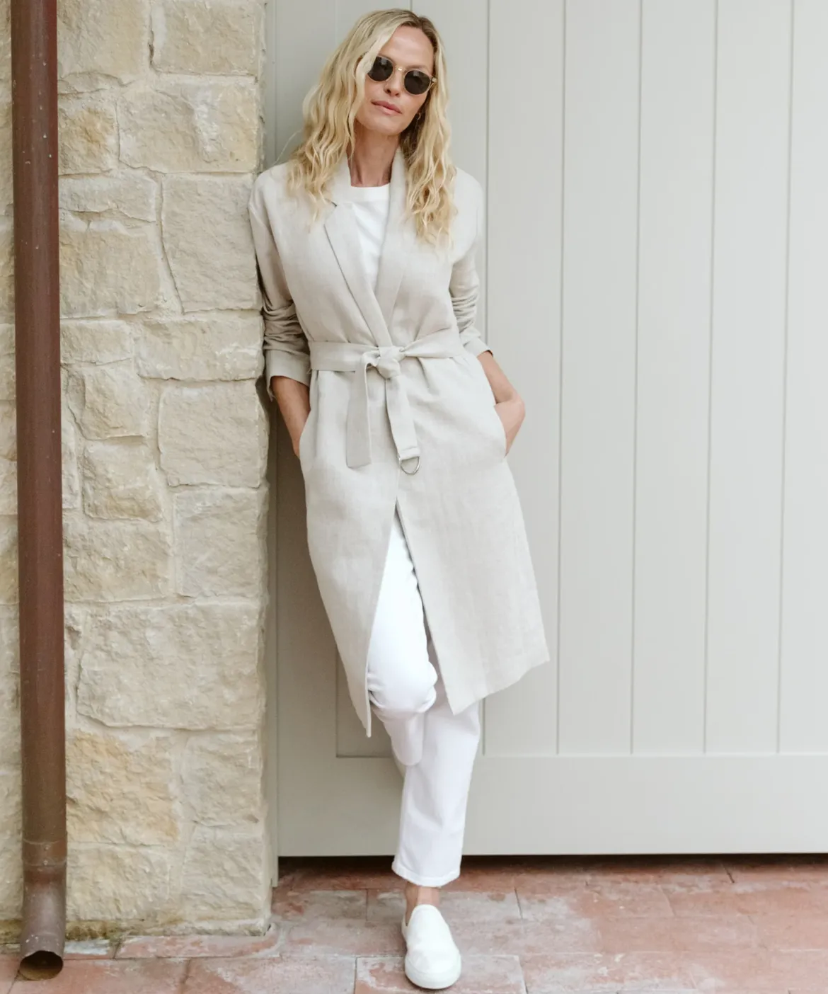 Jenni Kayne Linen Trench Coat Natural New