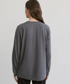 Jenni Kayne Long-Sleeve Vintage Pocket Tee Charcoal Discount