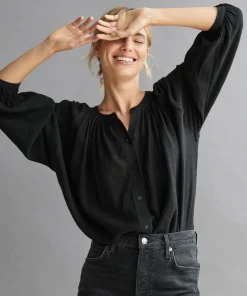 Jenni Kayne Long-Sleeve Willow Blouse Black Discount