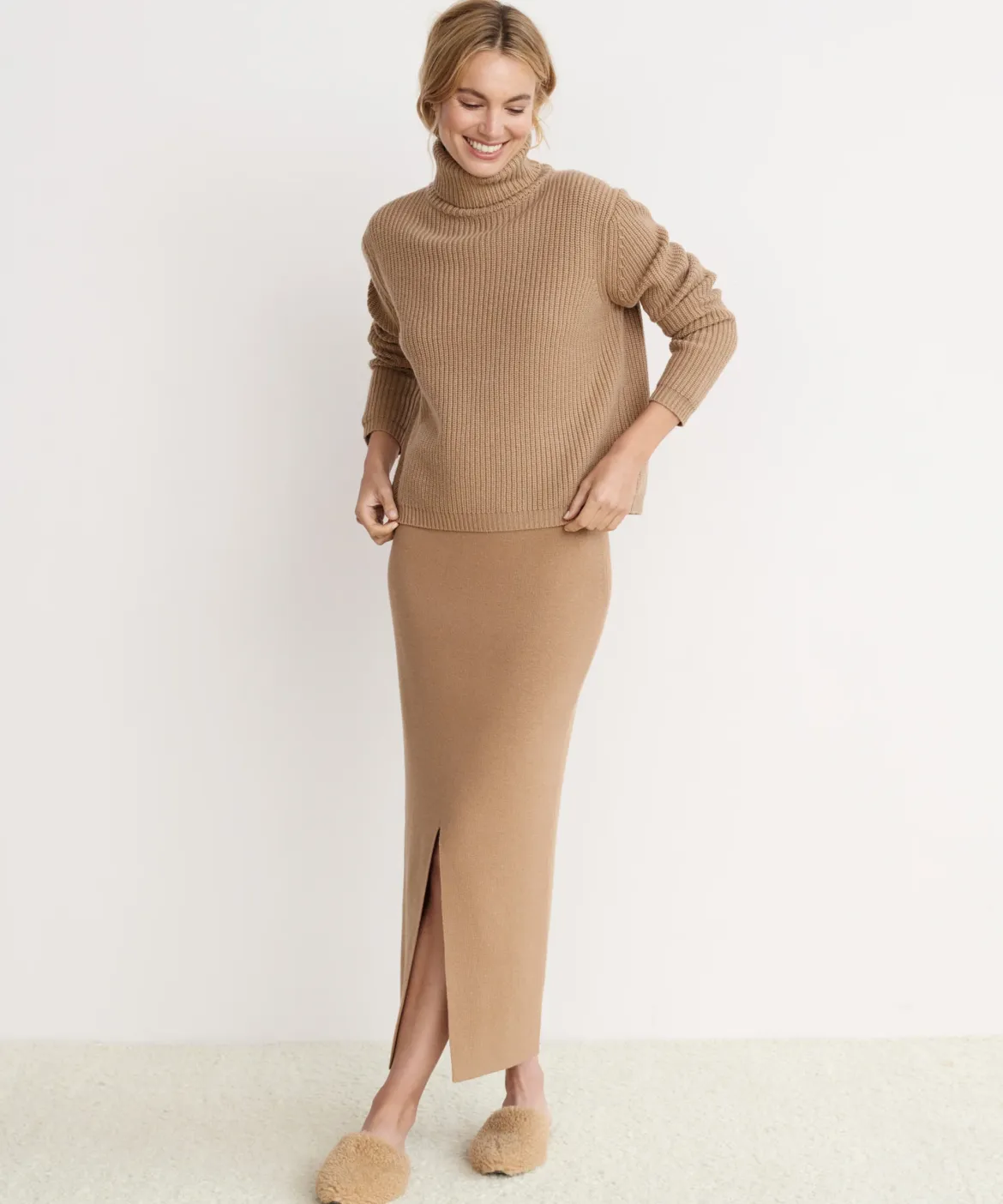 Jenni Kayne Ludlow Skirt Dark Camel Clearance