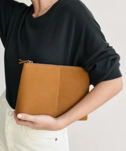 Jenni Kayne Medium Zip Pouch Walnut New