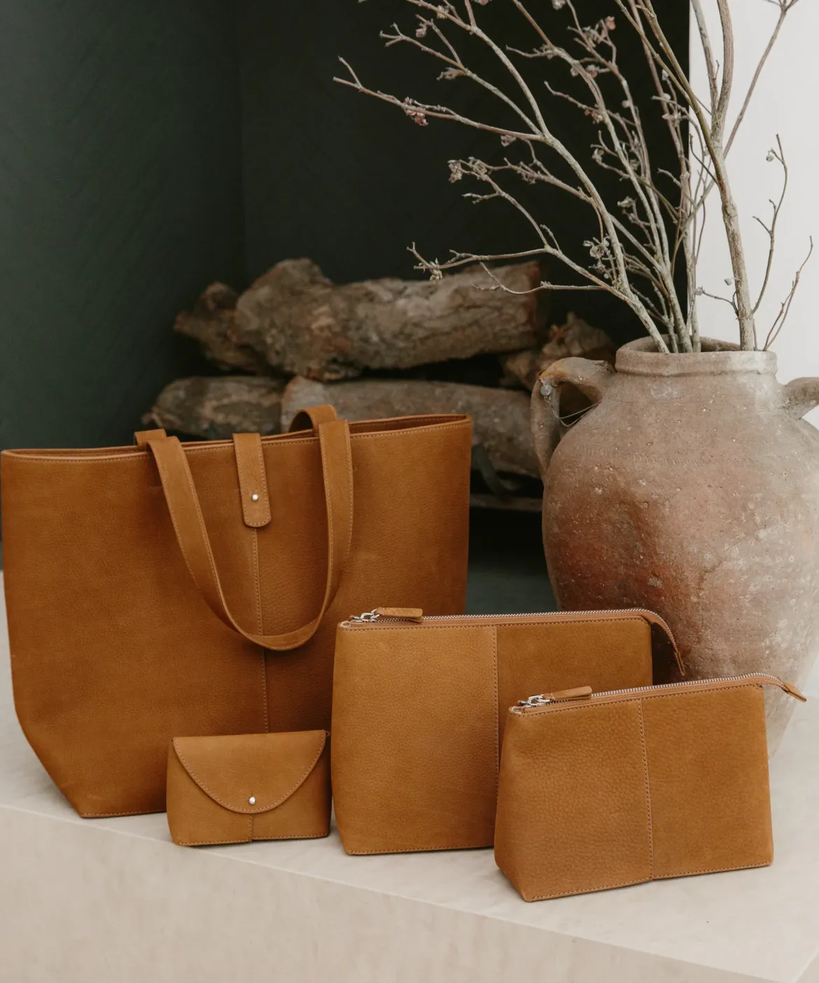 Jenni Kayne Medium Zip Pouch Walnut New