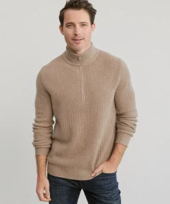 Jenni Kayne Men'S Wool Half Zip Stone Clearance