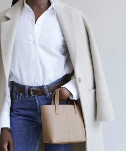 Jenni Kayne Mini Leather Tote Taupe New