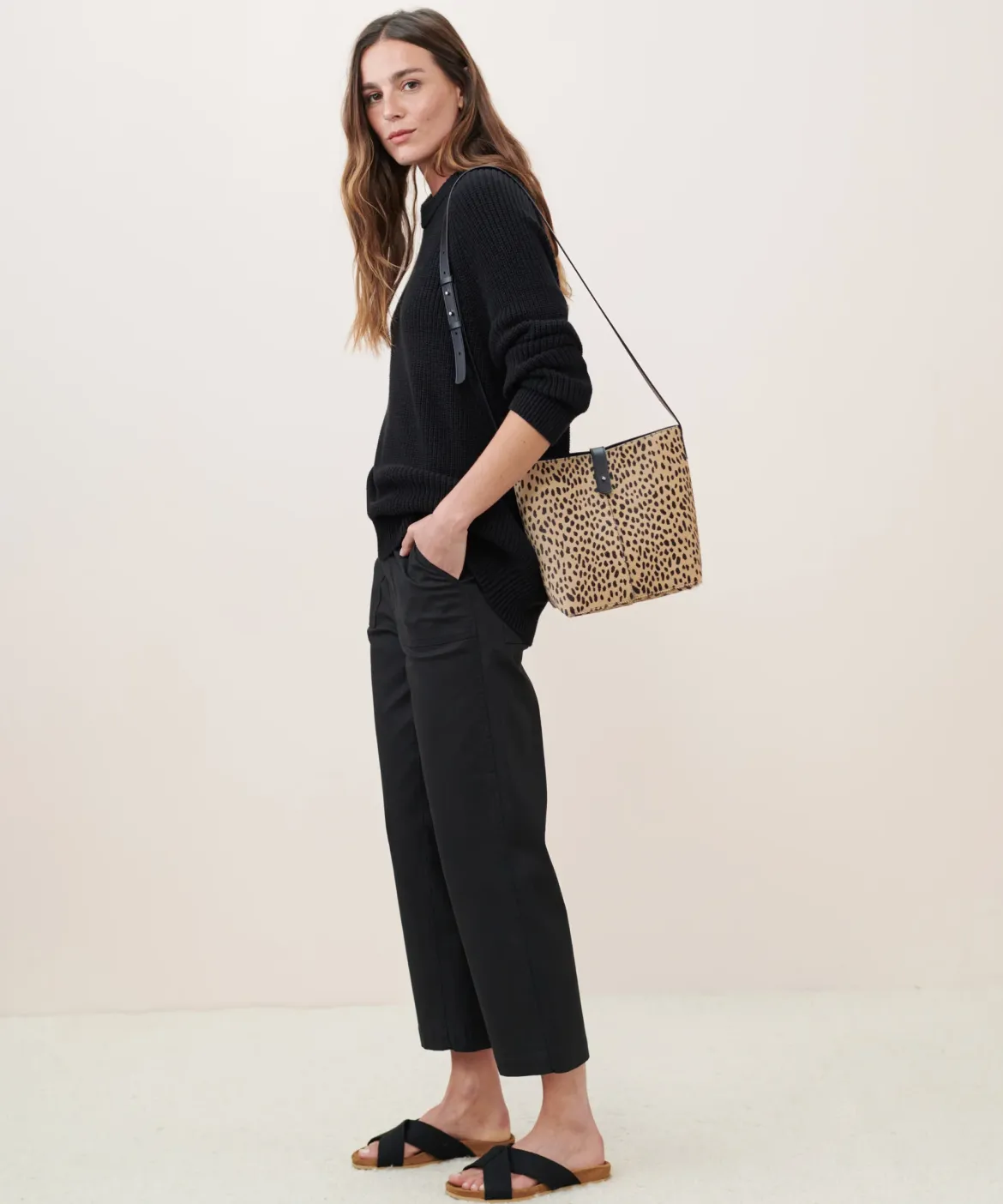 Jenni Kayne Mini Pony Hair Bucket Bag Cheetah Outlet