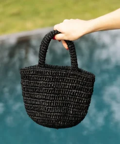 Jenni Kayne Mini Raffia Tote Black Outlet