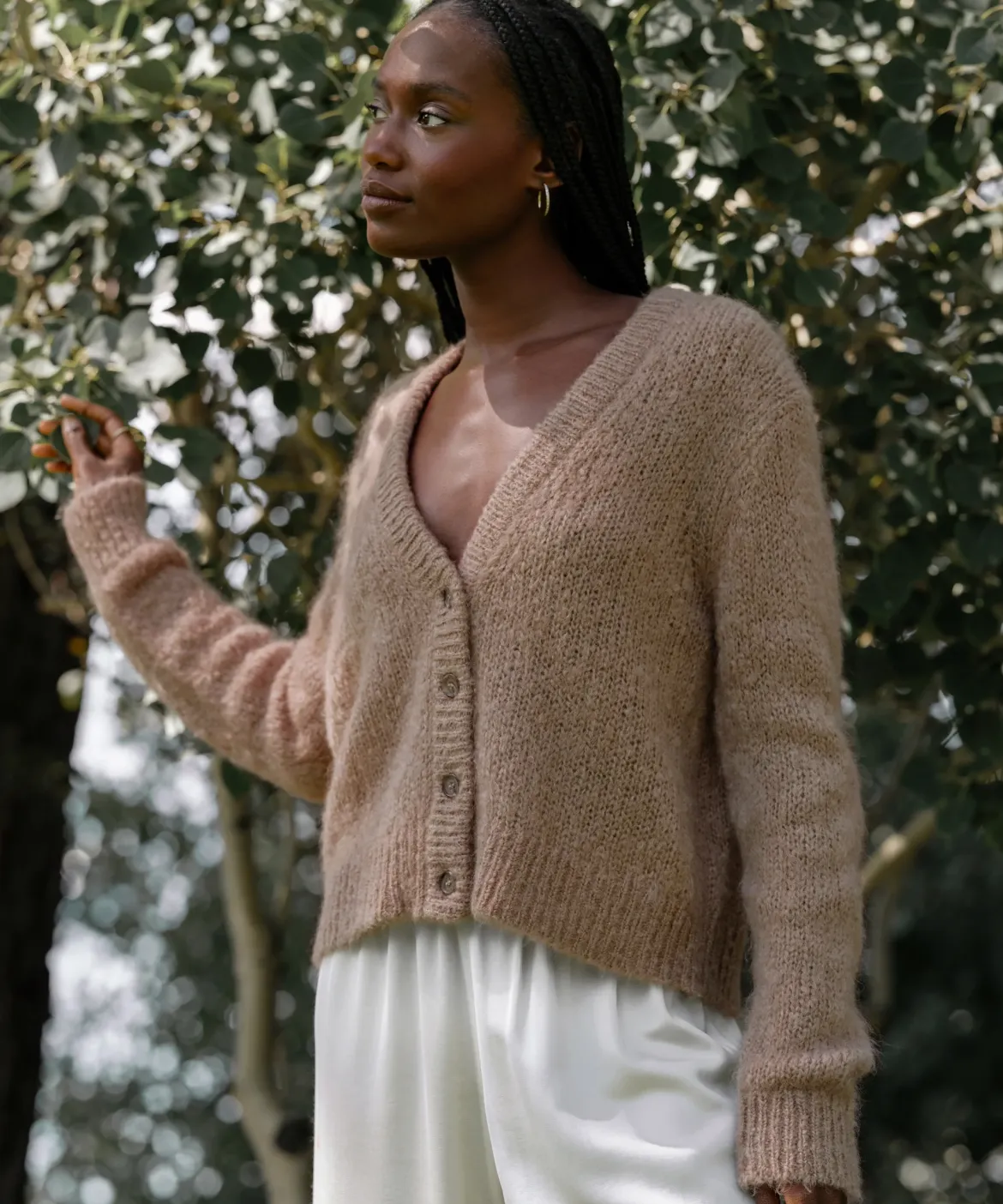 Jenni Kayne Mohair Boyfriend Cardigan Stone Hot